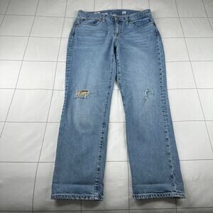 J. Crew Jeans Womens 28 Blue Slim Boyfriend Distressed Patched Denim High Rise